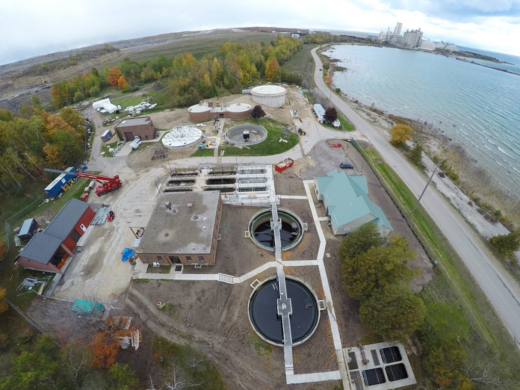 wastewater treatment plant drone shot