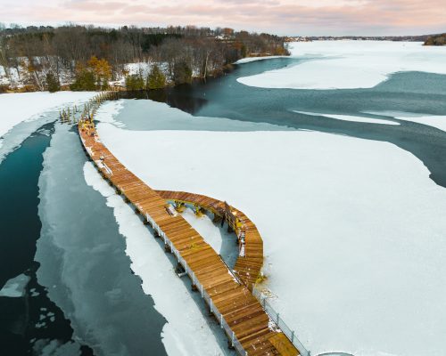 West Boardman Lake Trail winter boardwalk construction